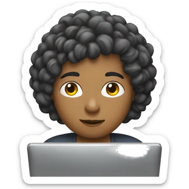 person typing on computer sticker