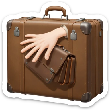 Suitcase with a hand sticking out sticker