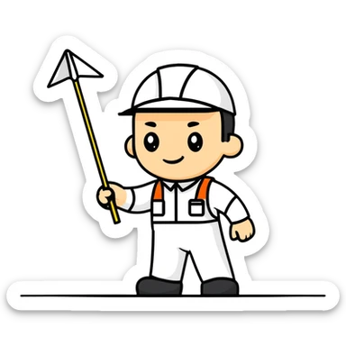 ramp agent with marshalling wands guiding aircraft sticker