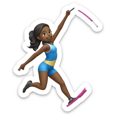 Girl with a pole vault pole in her hand sticker