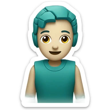 AI bot in a dark teal colour. Cute and friendly looking and talking. sticker