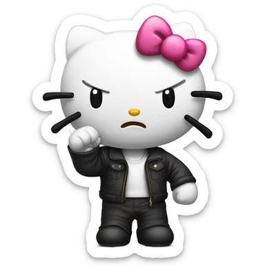 Angry hello kitty with fist  sticker