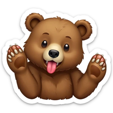 A bear playing dead with tongue sticking out sticker