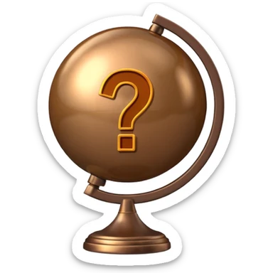 Text globe with brown exclamation mark sticker