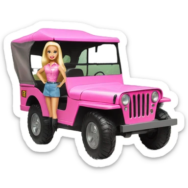 Fun size Barbie jungle tour 1942 Willy’s pink jeep  sticker