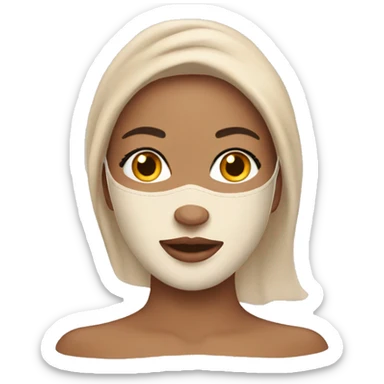 beige beauty face mask sticker