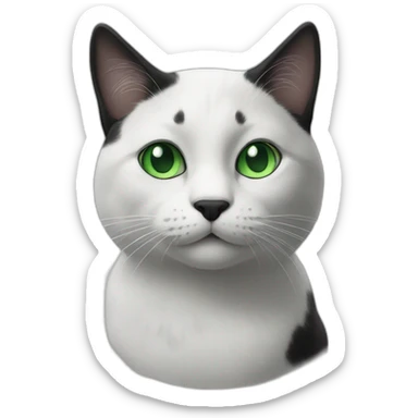 black and white cat with green eyes sticker