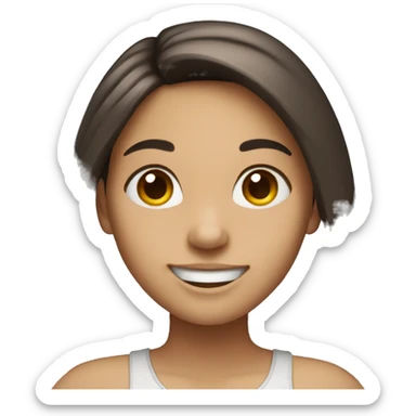 smiling girl with long dark brown hair  sticker