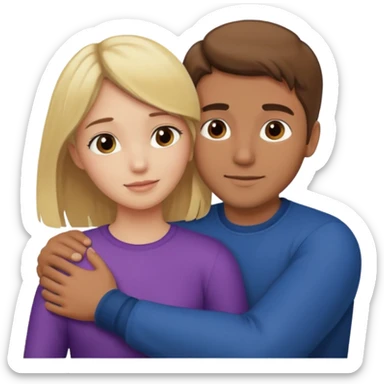 romantic hug, blonde girl and brown-haired man sticker