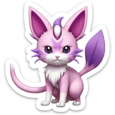 Meowth-Espeon-Skitty-Pokémon-Fakémon-hybrid-creature (full body) sticker