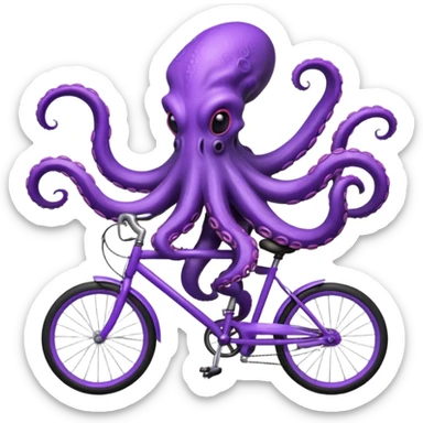 tentacle alien riding a bicycle, octopus-like alien using tentacles to steer, weird but cute anatomy, sci-fi fantasy vibe, 3D cartoon, mobile game icon style, clean background, no text, no watermark
 sticker