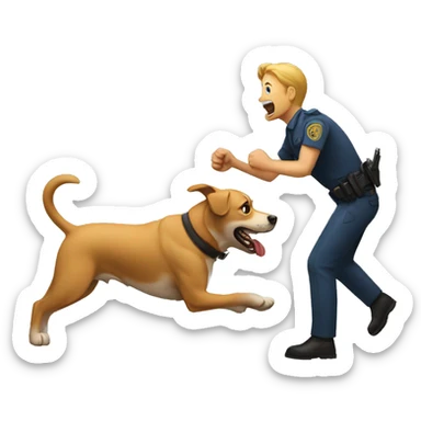 Guard dog barking defensively at a robber sticker