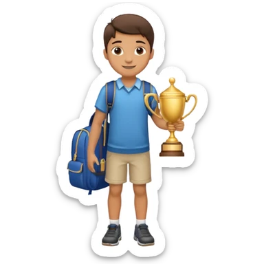 emoji of a full body boy with a school bag win a trophey sticker