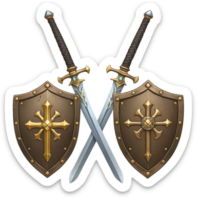 sword and shield, world of war craft style, two sword cross sticker