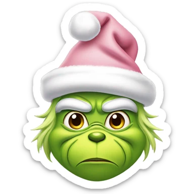 Grinch with a light pink santa hat sticker