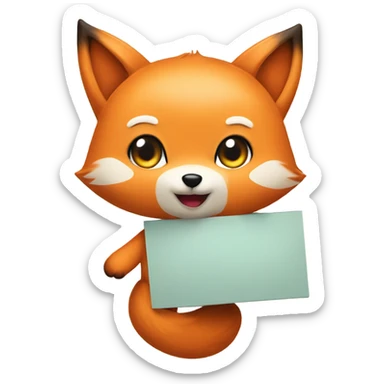 Kawaii Fox with a sign sticker