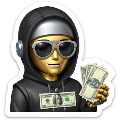 hoodie, sunglasses, money ROBOT sticker