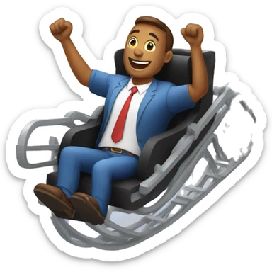 entrepreneur in a seat in a rollercoaster which is moving sticker