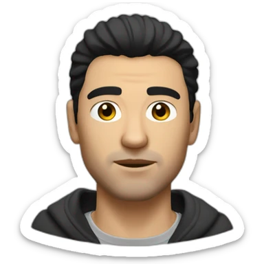 caucasian male thug with black hair French Crop plus Mid Fade styled down sticker