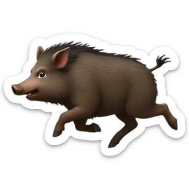 wild boar male running sticker