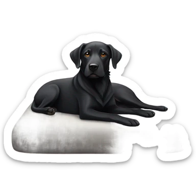black dog lounging indoors sticker