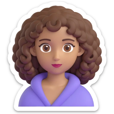 character with curly brown hair, brown eyes, brown skin sticker