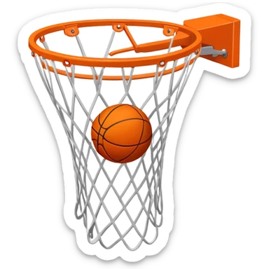 Basketball scoring through net, top-down perspective sticker