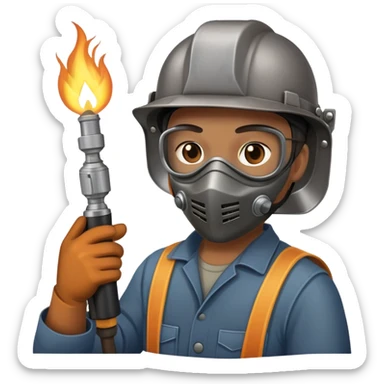 Welder with torch and mask sticker