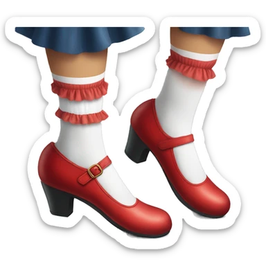 mary jane red shoes and frilly white socks sticker