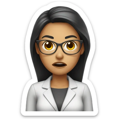 Angry female teacher with pen sticker