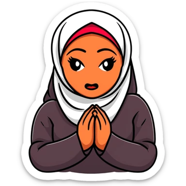angry hijabi woman, face red with frustration, hands clenched sticker