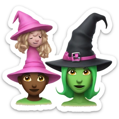 Make a pink witch and then a green faced witch sticker