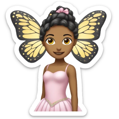 bailarina morena roupa pretas coque de borboleta sticker