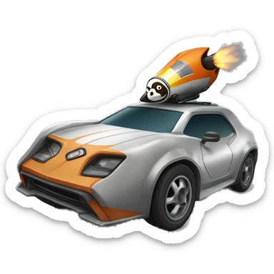 un pingouin qui conduit une voiture de rocket league sticker