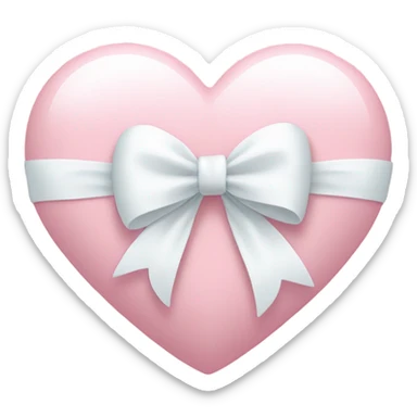 Pastel pink heart with white bow sticker