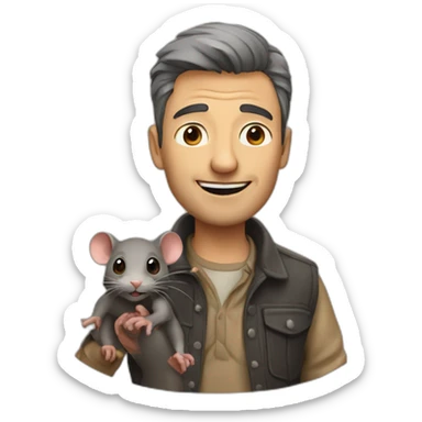 man with a rat sticker