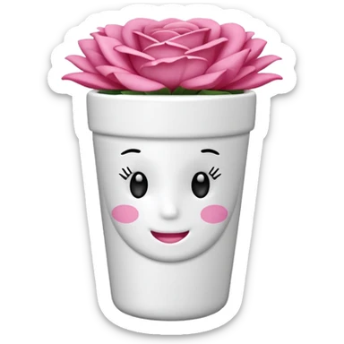 vaso branco com laço rosa sem flores sticker