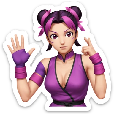 Juri from Street Fighter 6, taunting pose sticker