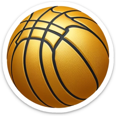 basketball with luxury gold metallic surface instead of orange, black lines pattern of a basketball sticker