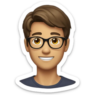 Classy short-brown-haired, bitter, bespectacled young man throwing grapes sticker