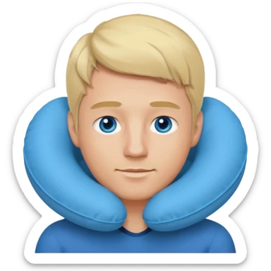blonde man using travel neckpillow  sticker