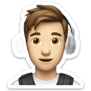 gamer skinny brown hair school boy in gaming headphones sticker