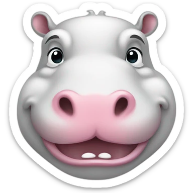 face white happy hippopotamus sticker