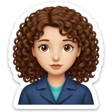 A girl with medium-length curly hair sticker