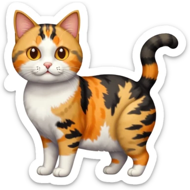 full body calico tabby cat with tiny head and fat body sticker