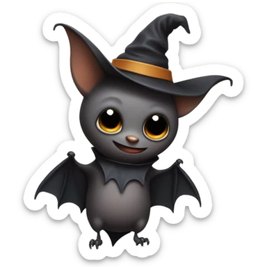 Bat wearing a witch hat sticker