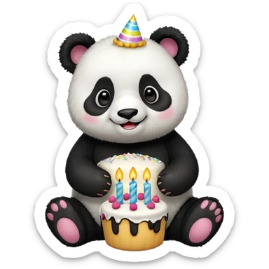 Panda with birthday cake sticker