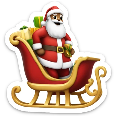 Santa's sleigh side profile with presents in the back and santa sat holding the reigns  sticker