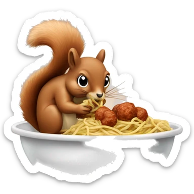 squirrel eating spaghetti and meatballs sticker
