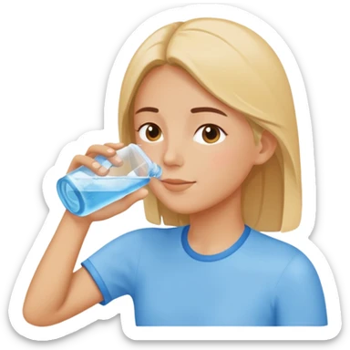 Emoji of a person drinking water, healthy and refreshing feeling, simple flat emoji style, bright colors, clean lines, no text, transparent background. sticker